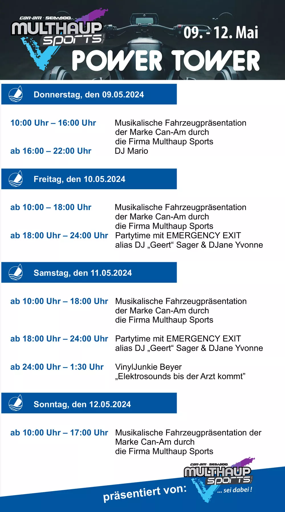 Programm Power Tower zur Müritz Sail in Waren